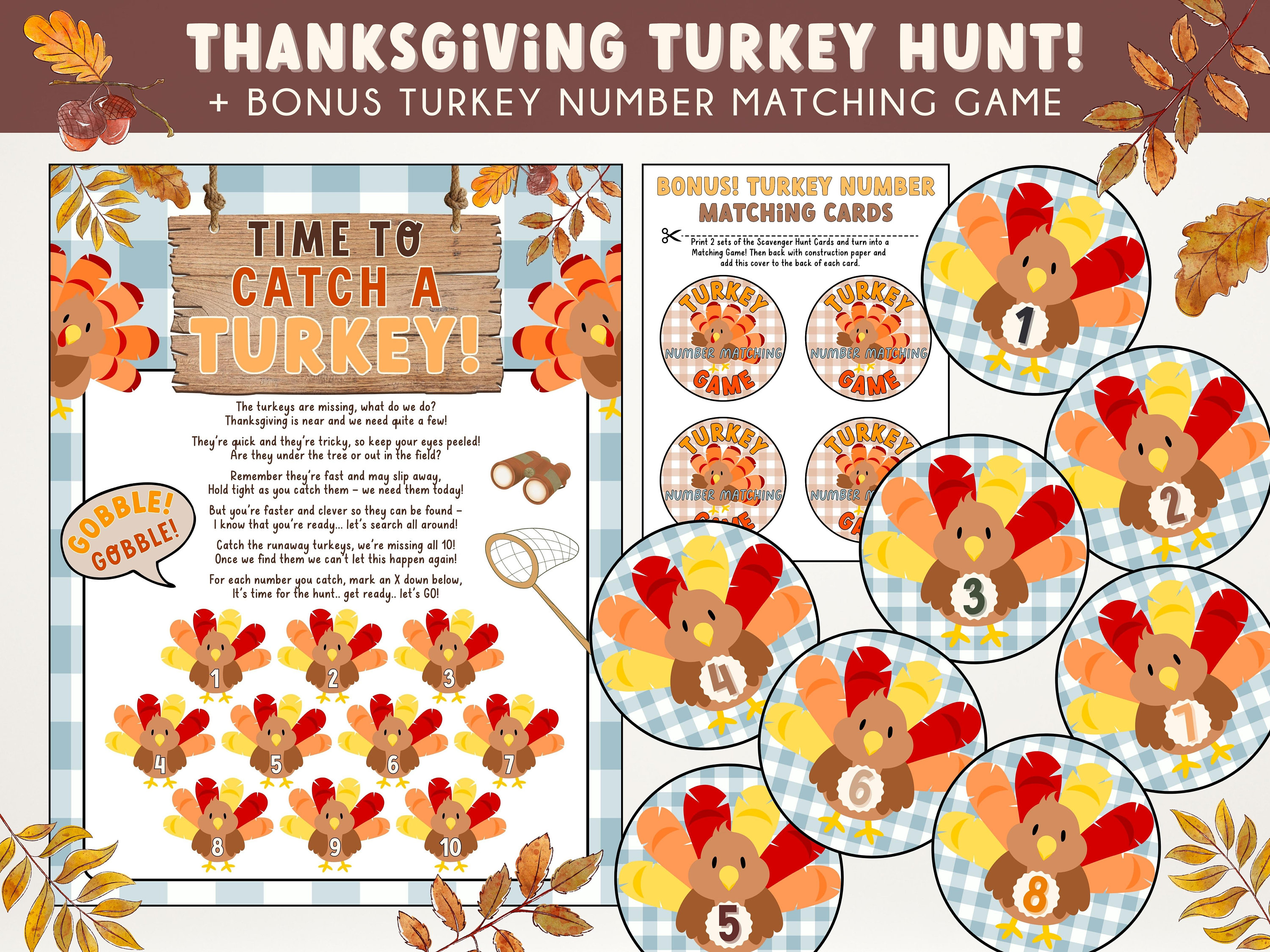 printable turkey scavenger hunt | thanksgiving kids activity
