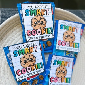 Editable Student Treat Beginning of the Year School gift label One SMART COOKIE tag Cookie Valentine image 2