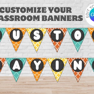 Customize Classroom Chalkboard Banners, Subject Area Banners, Canva Template, Colorful Classroom Decor