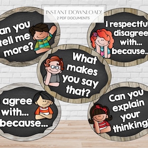 Accountable Talk Classroom Posters, Sentence Starters, Student Chart, Class Decor, What Makes You Say That