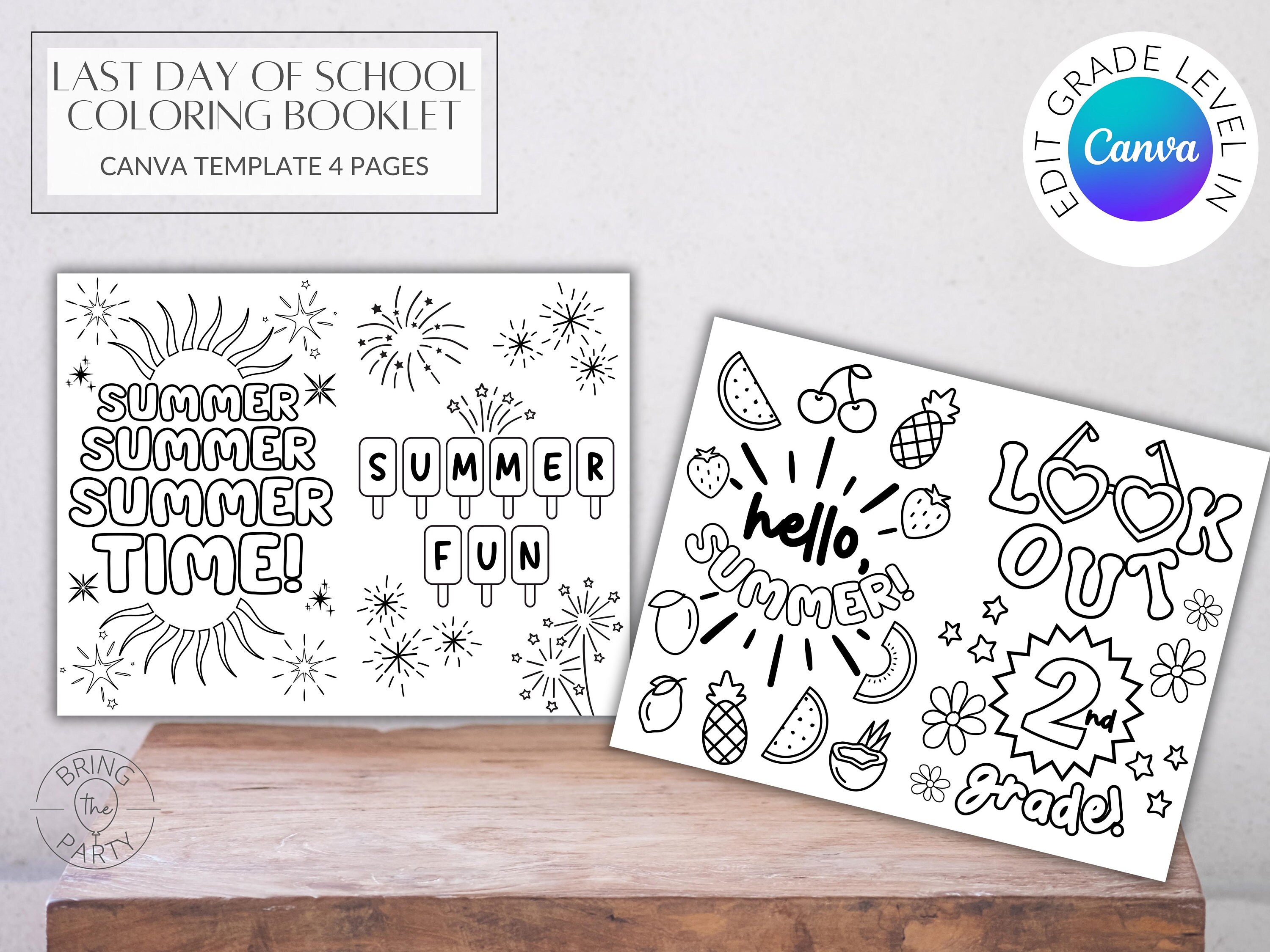 Last Day of School Coloring Booklet | Editable Canva Template Coloring ...
