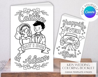 Editable Kids Wedding Coloring Book | Kids Activity Book | Wedding Activity Book | Wedding Kids Table | Personalized Coloring Booklet