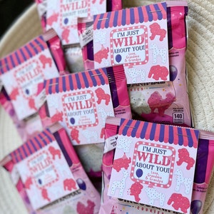 Bewerkbaar circusdierkoekje afdrukbaar | Valentijnskaarten koekjes | Mat dierlijk koekje afdrukbaar | Label met traktatie voor begin van het jaar