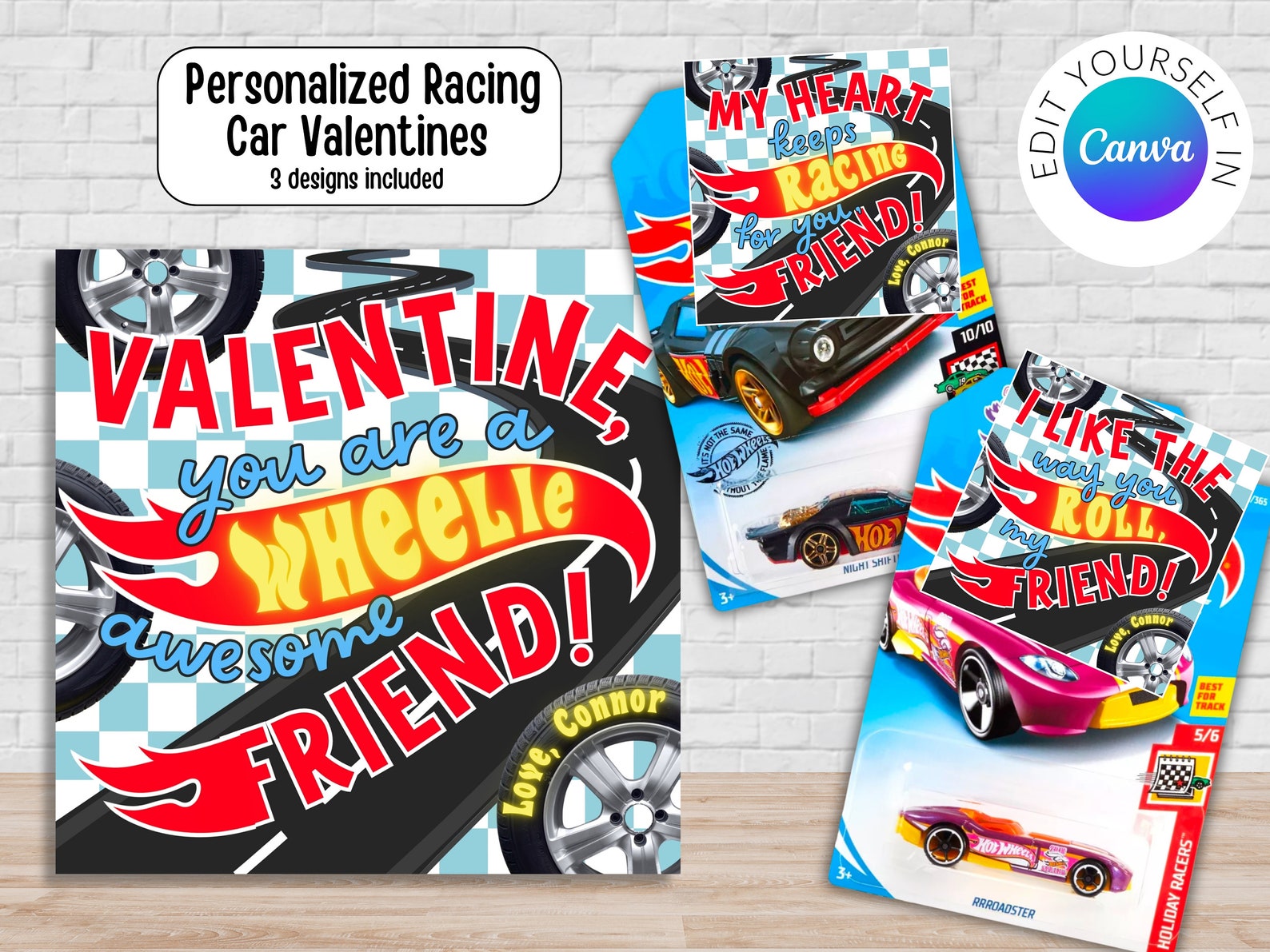 Editable Wheelie Race Car Valentine Cards | Car Valentines | Classroom ...