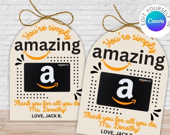 Editable Teacher Appreciation Gift Card Printable | Canva Template | Amazing Teacher | Teacher Gift | Beginning of the Year Gift
