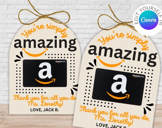 Thank You AMAZON Gift Card Holder. 5x7 DIGITAL FILE. Thank You Teacher