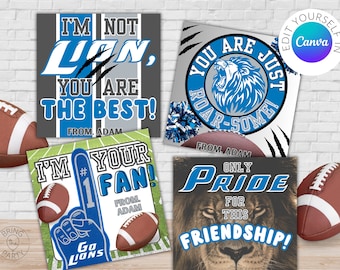Detroit Lions Football Printables | Go Lions Valentine | Defend the Den | Detroit PRIDE Valentine | Football Valentine | OnePride