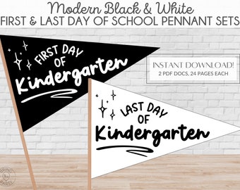 PRINTABLE First & Last Day of School Pennants Bundle | First Day Flags | Last Day Flags | Instant Download Printable | Instant Download