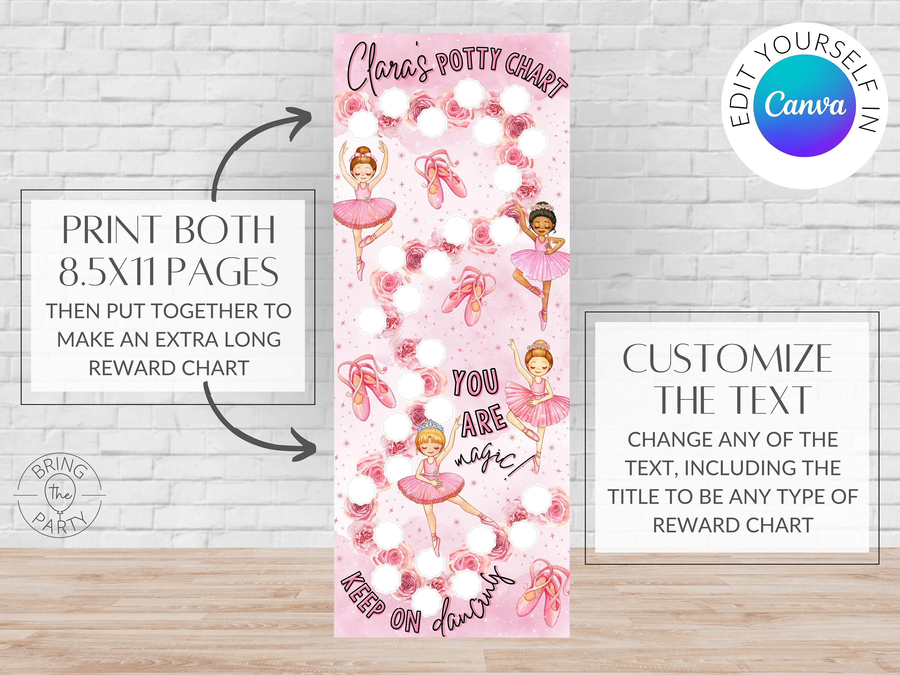 Editable Potty Chart Potty Training Chart Ballet Sticker Etsy Canada