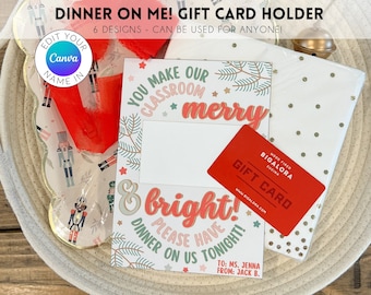 Dinner on Me Gift Card Holder for Christmas Holiday Gift | Christmas Teacher Gift | Christmas Staff Gift | Secret Santa Gift | Pine Design