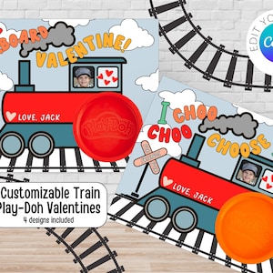 Zug Valentinstag Play-Doh Karte | Choo Wählen Sie Sie Valentine Geschenkanhänger | Canva Template Valentinstag | Valentinstag Geschenk | Kita Valentinstag