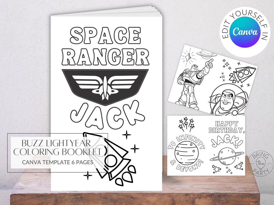 Buzz Lightyear Coloring Booklet, Editable Canva Template Coloring