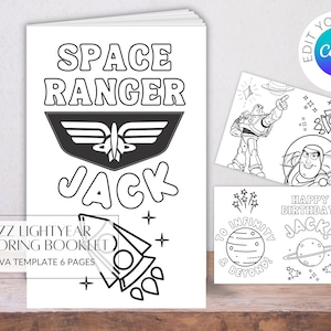 Buzz Lightyear Coloring Booklet, Editable Canva Template Coloring Booklet, Party Favor, Birthday Party Coloring Book