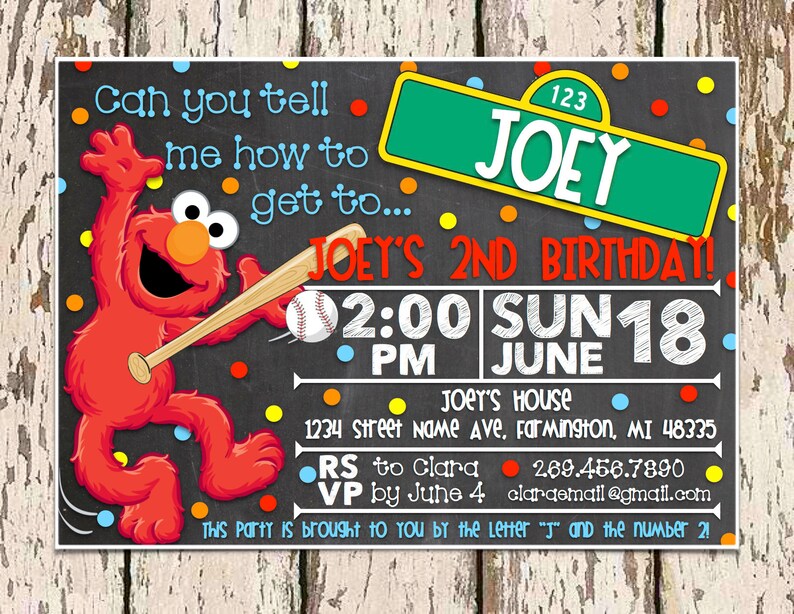 Elmo Birthday Party Invitation Etsy