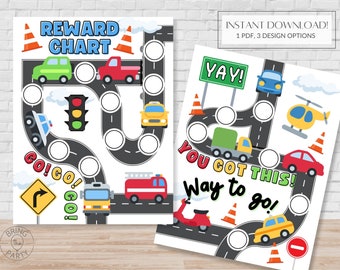 Reward Chart | Potty Training Chart | Cars Reward Chart | Cars Sticker Chart | Potty Training Printable | Instant Download