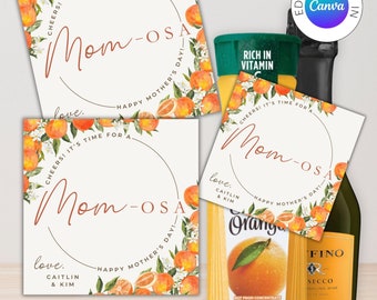Editable Mom-osa Gift Tag: Mother's Day Printable (Digital Download)