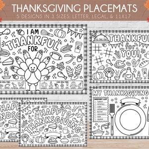 Printable Thanksgiving Placemats | Thanksgiving Activity Placemat | Thanksgiving Activities Instant Download | Thanksgiving Coloring Mat