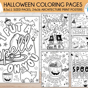 Halloween Coloring Pages | Architecture Print Coloring Posters | Coloring Sheets Halloween | Customizable Coloring Sheets | Halloween Poster