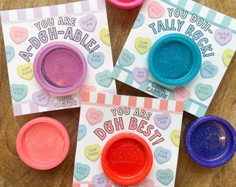 Editable Candy Hearts Play-Doh Valentine | Class Valentine Cards | Non-Food Valentines | Playdough Valentines | Non Candy Student Valentine