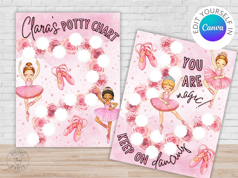 Editable Potty Chart Potty Training Chart Ballet Sticker Etsy