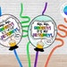 Birthday Balloon Crazy Straw Label Canva Template Birthday Student Gift ...