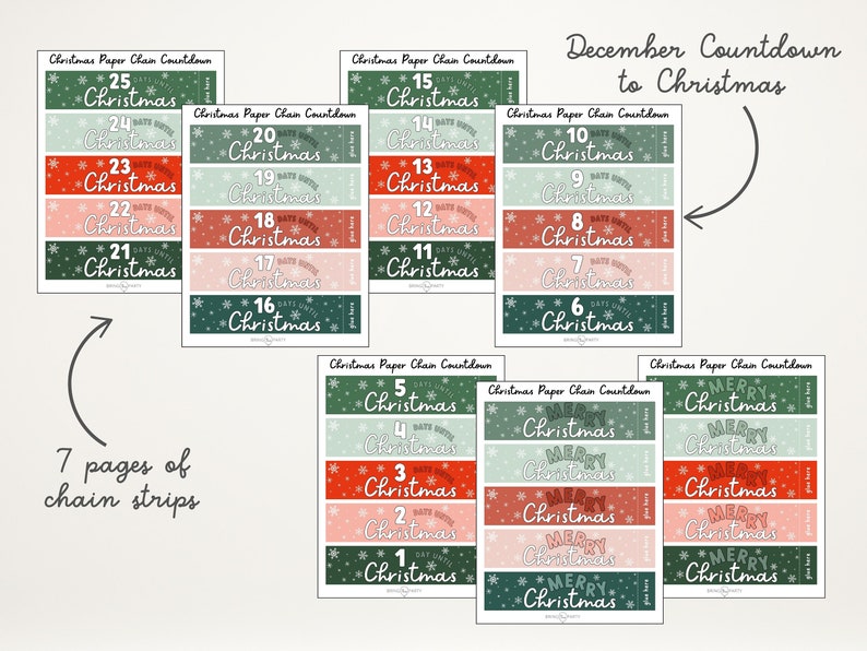 Christmas Countdown Paper Chain | Christmas Advent for Kids | Printable ...