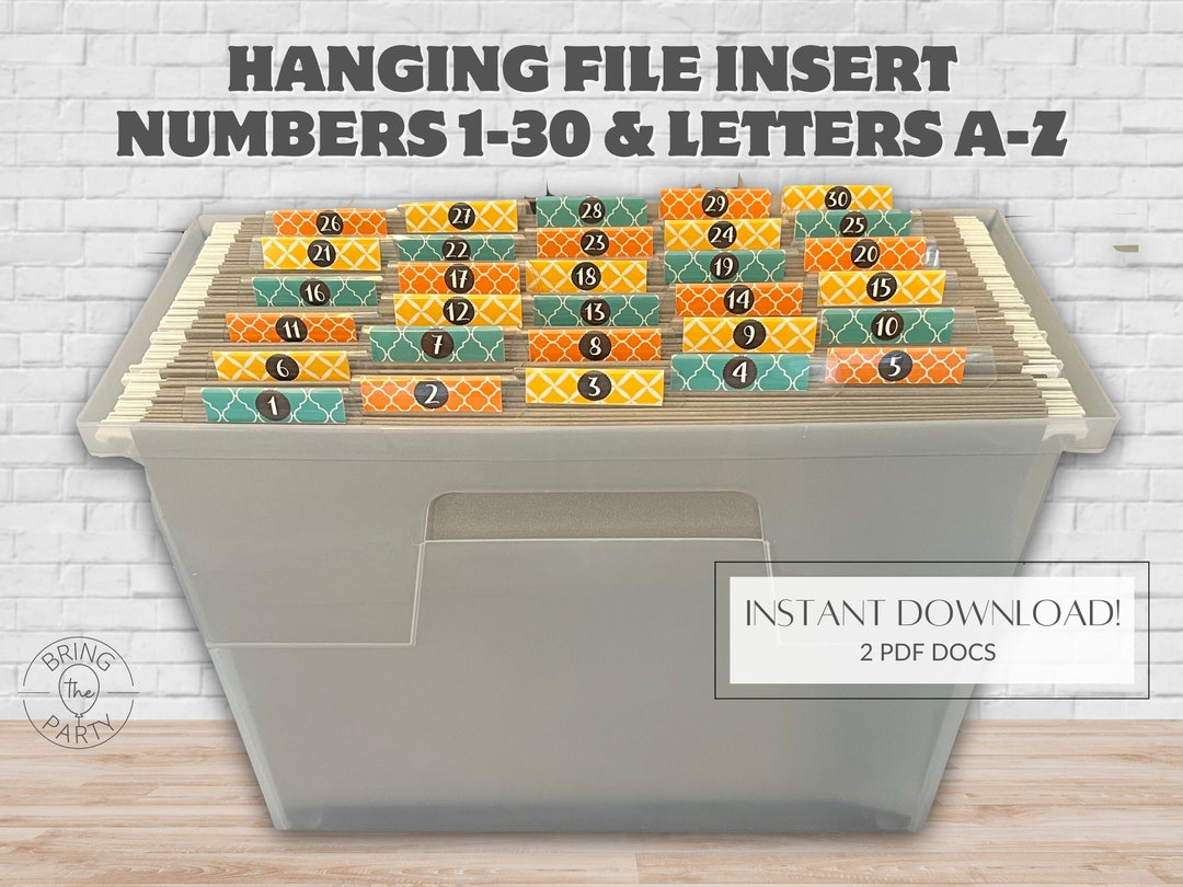 Hanging File Folder Number Insert Labels Alphabet Hanging File Inserts