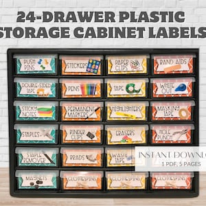 Labels for storage unit, 24-Drawer Plastic Storage Cabinet labels, Teacher labels Instant Download Instant Printable