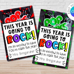 Pop Rocks Beginning of the Year School gift label | Canva Template | Editable Template | Instant Download | Student Treat Label