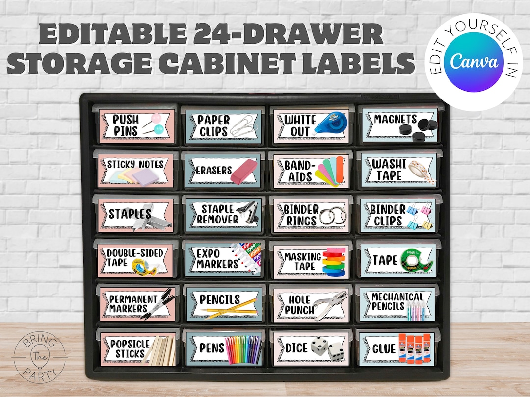 Customizable Labels for Storage Unit, 24drawer Plastic Storage