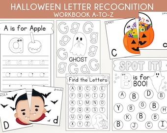 Halloween Alphabet Letter Practice | 93-Page Letter Recognition Activity Bundle | Printable Halloween Centers | Preschool Letter Practice