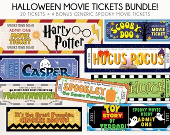 Printable Halloween Movie Night Tickets | Halloween Movie Night Instant Download | Halloween Movie Ticket Designs | Spooky Movie Night Party