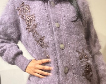 Lilac Angora/wool mix jacket S/M