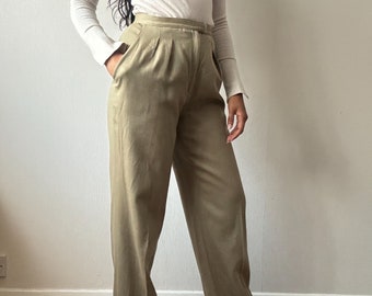 Vintage Khaki 100% pure wool trousers, S