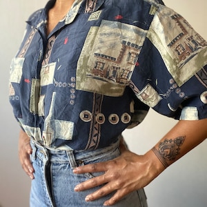 90s 100% Silk blouse - M