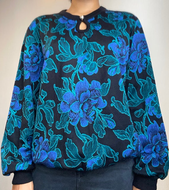 Vintage floral sweater jumper L / vintage clothing