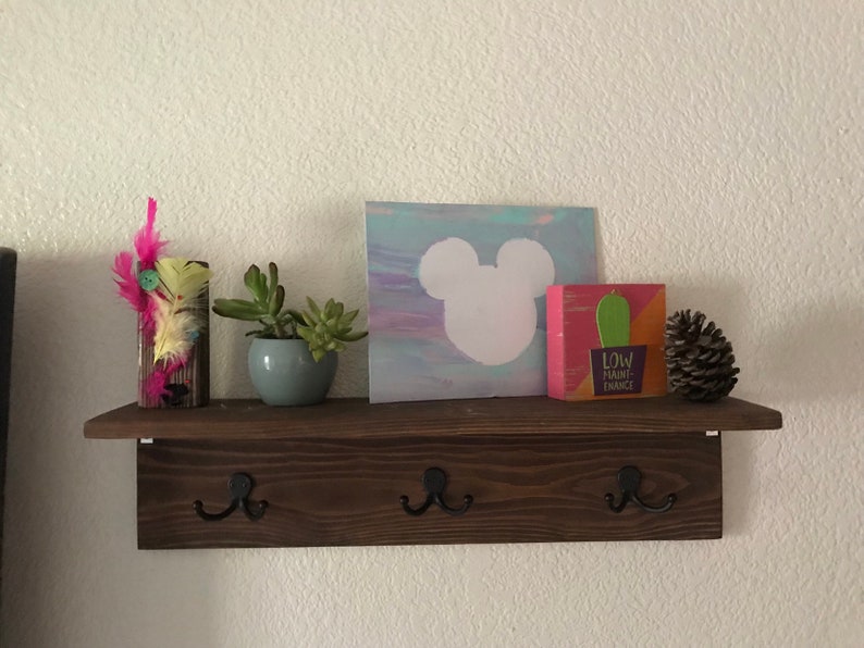 Front Door Key Holder Mail Box Catch All 3 Key Hooks 2 Hat Coat Hooks Organizer Rustic Espresso Stain 12x24 Entry Organize