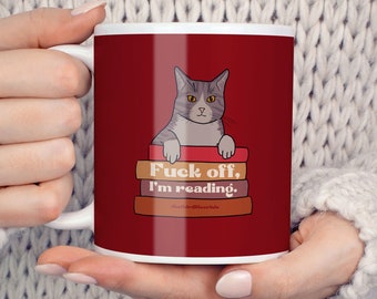 Bookstagram mug, romance novels book lover mug, bookish mug, reading books mug, lucky cat gift, cat themed booktok, librarian retirement