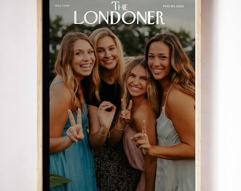 Custom bestie magazine cover, custom portraits artful art, best friends gift, customized photo print, sister birthday, person of the year