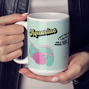 Funny aquarius January February star sign horoscope birthday mug, astrology zodiac gifted best friend constellation gift, house warming