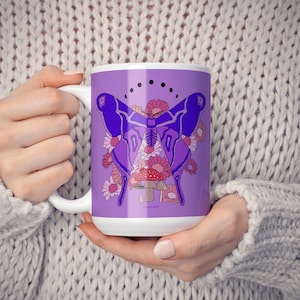 Dark cottagecore moth decore mug, whimsigoth luna moths tea cup, earthy folklore bugs insects mug, death moth boho lover gift, moth magic