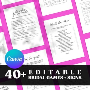 Letreros minimalistas editables para despedidas de soltera, juegos para bodas, paquete de despedida de soltera, plantilla de Canva para despedidas de soltera, tarjetas de juego para despedidas de soltera