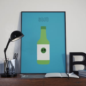 Soju Print, Soju Cocktail Poster, Soju Schild, Soju Cocktail-Picks, Barwagen Kunstdruck, Spirituosenschrank Kunst, Getränkeschrank Kunst, koreanischer Likör