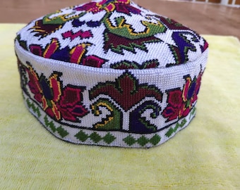 Uzbek Duppi Cap Hat Skull Cap Kufi Hat Embroidered Ethnic Gift Hat Qalpoq Tsh-2021    24 inch