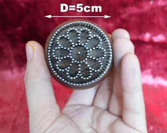 Chekich - Traditional Uzbekistan wooden rubber stamp made of walnut, with iron pins, stamping, baking.