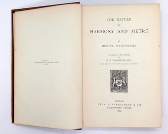 Gesetze der Musik Buch, The Nature of Harmony and Metrum von Moritz Hauptmann 1800er Jahre antikes Musiktheoriebuch Viktorianisches Musikbuch Geschenk #1871 *
