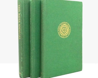 The Rose Annual by Leonard Hollis 1970s book set trio of vintage green & gold display books gardening horticulture roses book gift #1442