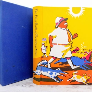 The Folio Book of Humorous Verse par E Leeson, livre de poésie drôle, livre décoratif vintage Folio Society dans un étui avec illustrations en couleur