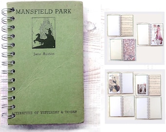 Mansfield Park Journal Handmade Jane Austen Notebook  Vintage-Inspired Diary with Ephemera  90 Spiral-Bound Pages