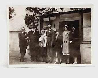 Antique Family Snapshot from Ireland, Black & White Doorway Portrait